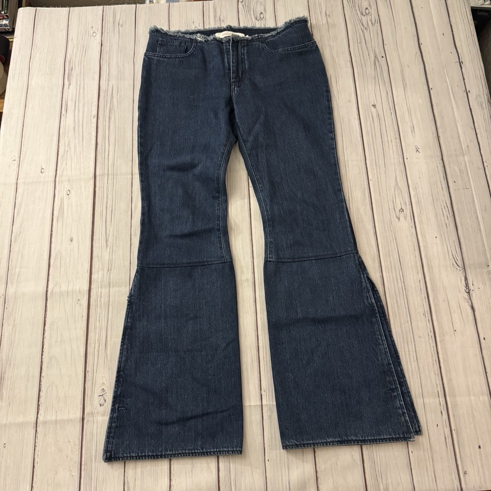 Marques Almeida Raw Hem Flare Jeans‎ Women 10 Split Leg Wide Dark Wash